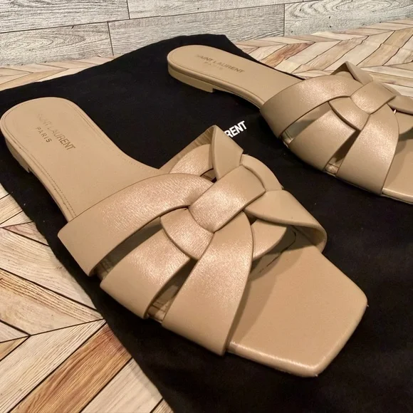 Saint Laurent Sandals Tribute Mules in Smooth Leather - Picture 3 of 12